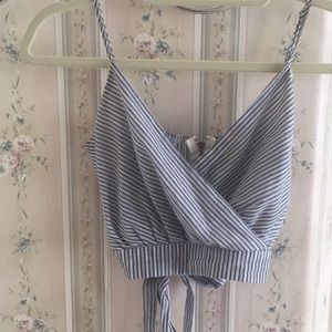 Sexy blue and white striped crop top